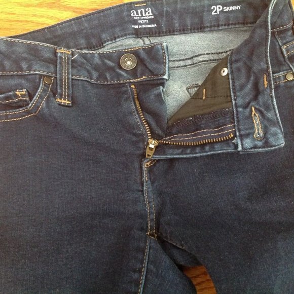 ANA A NEW APPROACH SKINNY JEANS WOMENS 2P PETITE DARK BLUE DENIM STRETCH PANTS - Picture 12 of 16
